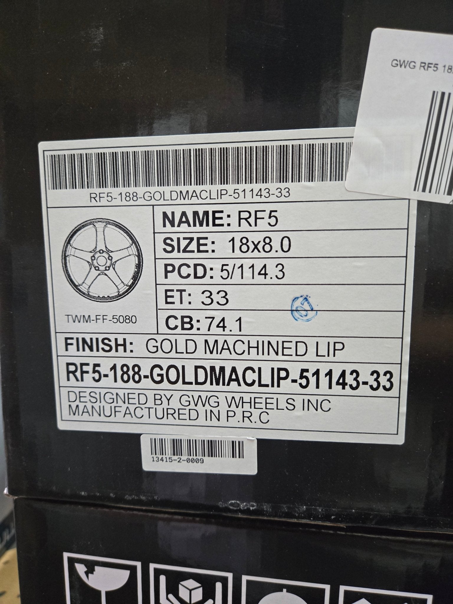 GWG RF5 18x8 5x114.3 GOLD MACHINED LIP