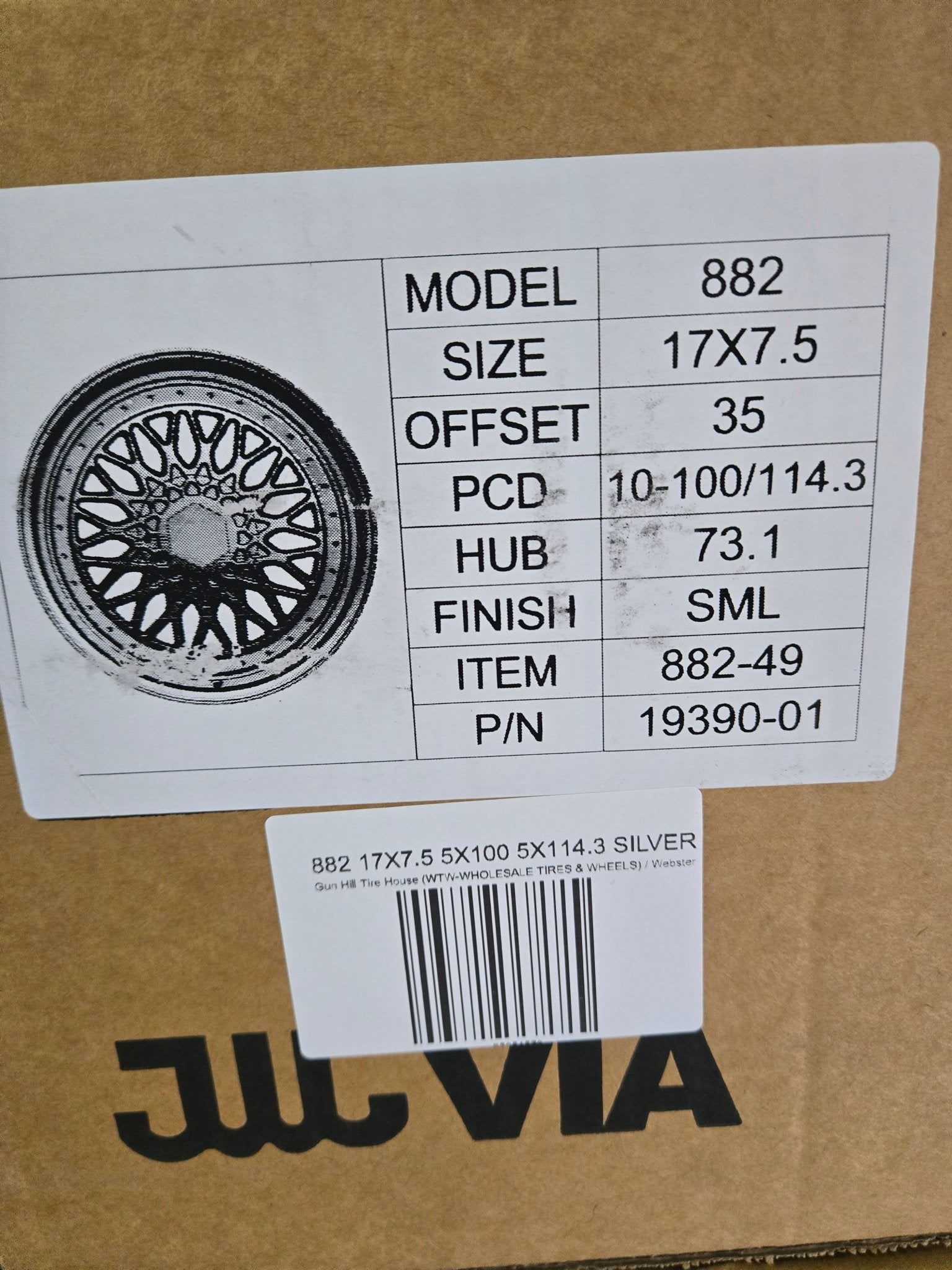 882 17X7.5 5X100 5X114.3 SILVER
