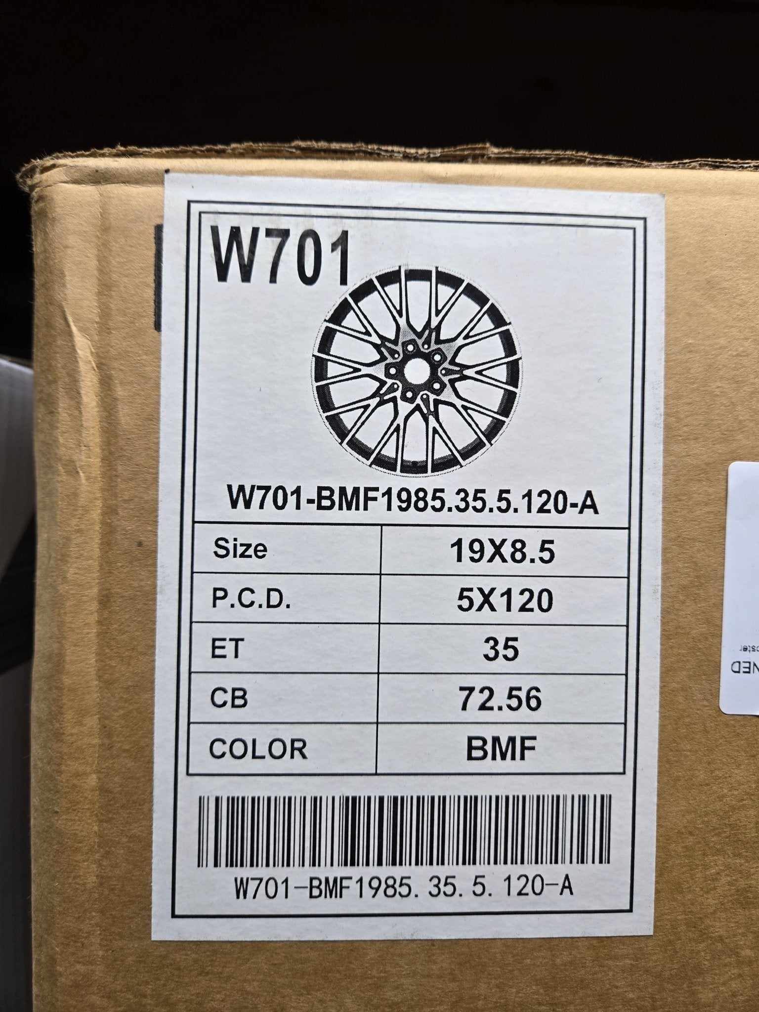 W701 19X8.5  5X120 GLOSS BLACK MACHINED FACE