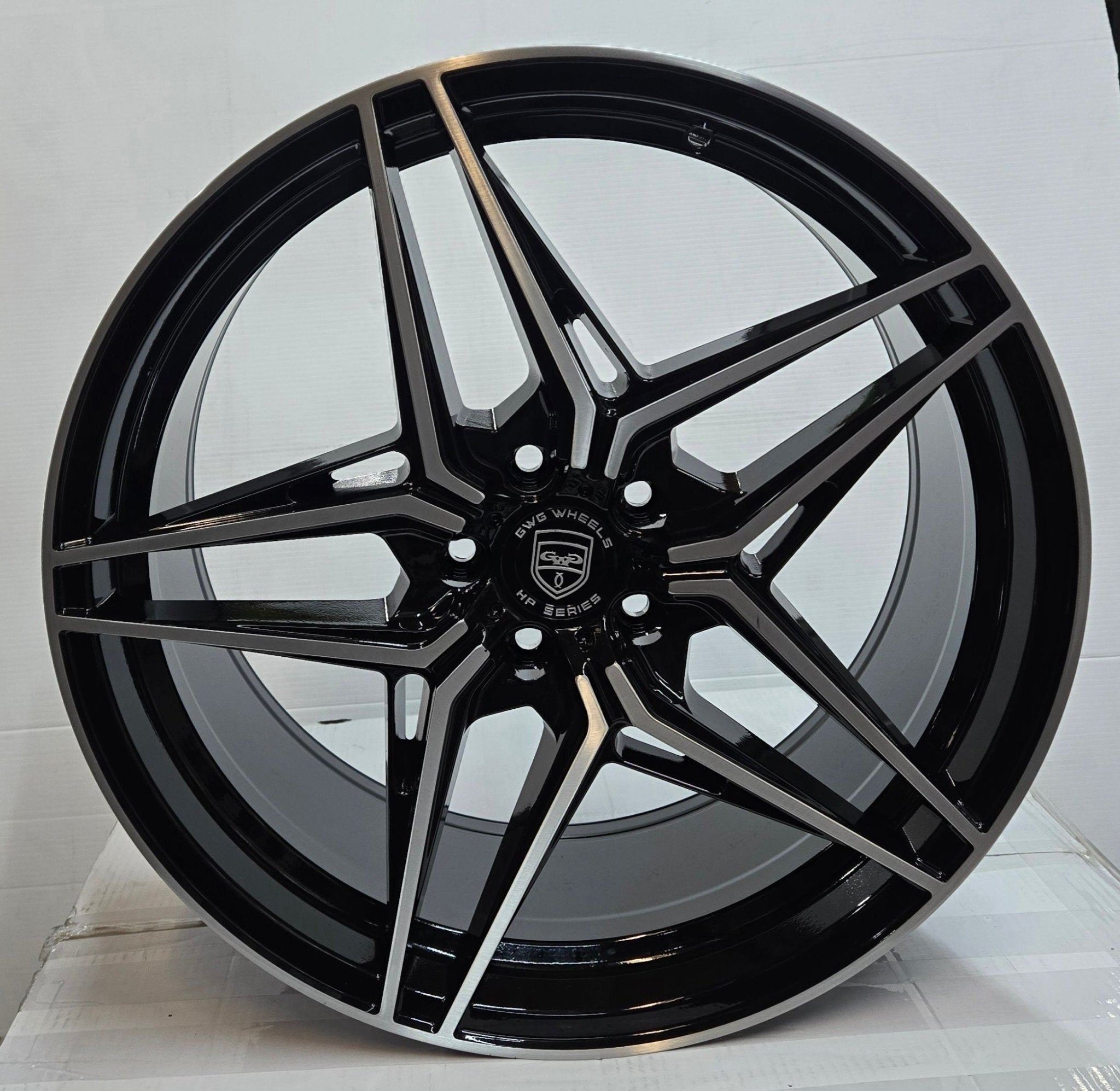 GWG HP5 20X9.0 5X114.3 PIANO BLACK MACHINED FACE