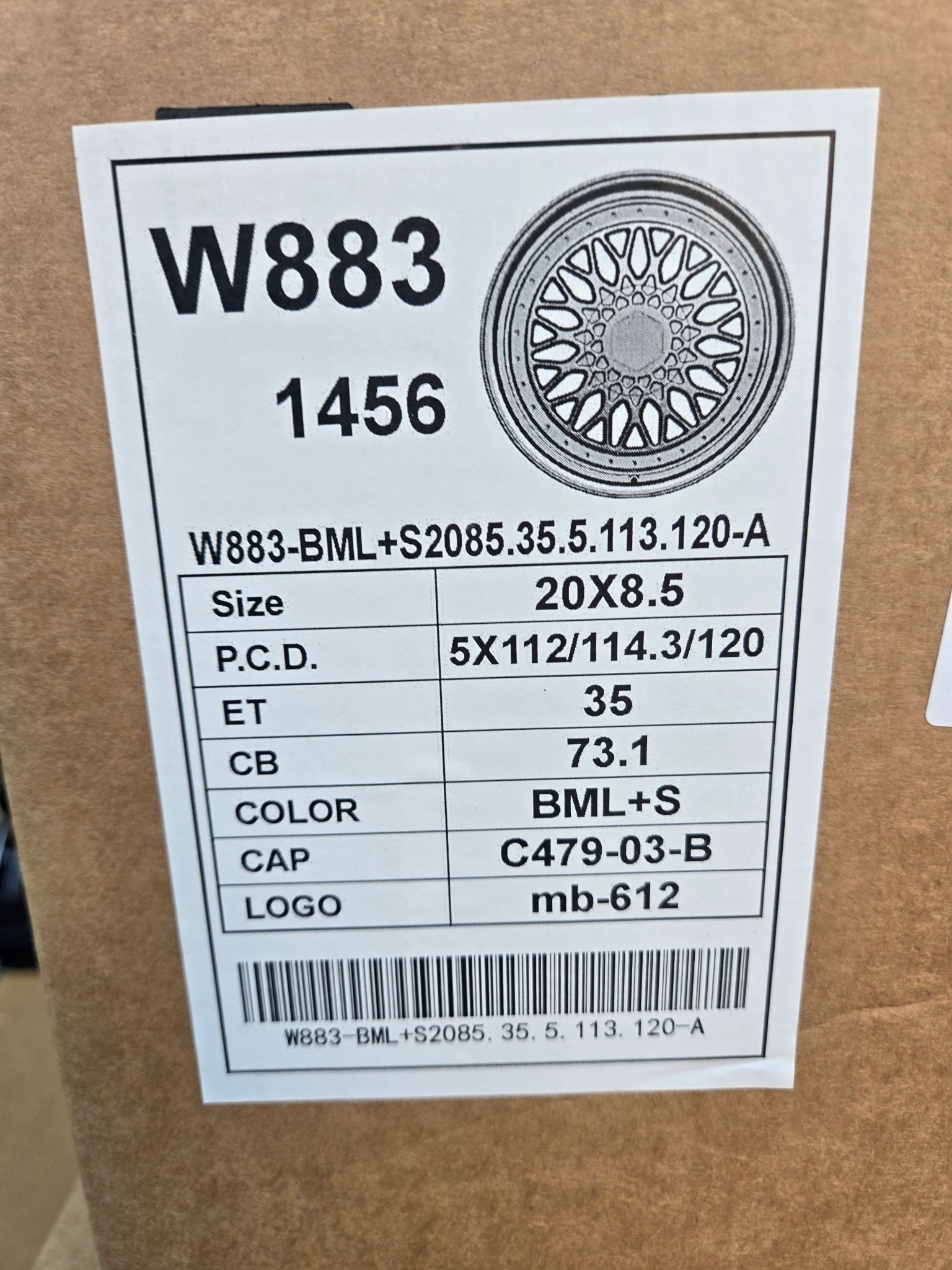 W883 20X8.5 5X112 5X114.3 5X120 BLACK MACHINED FACE