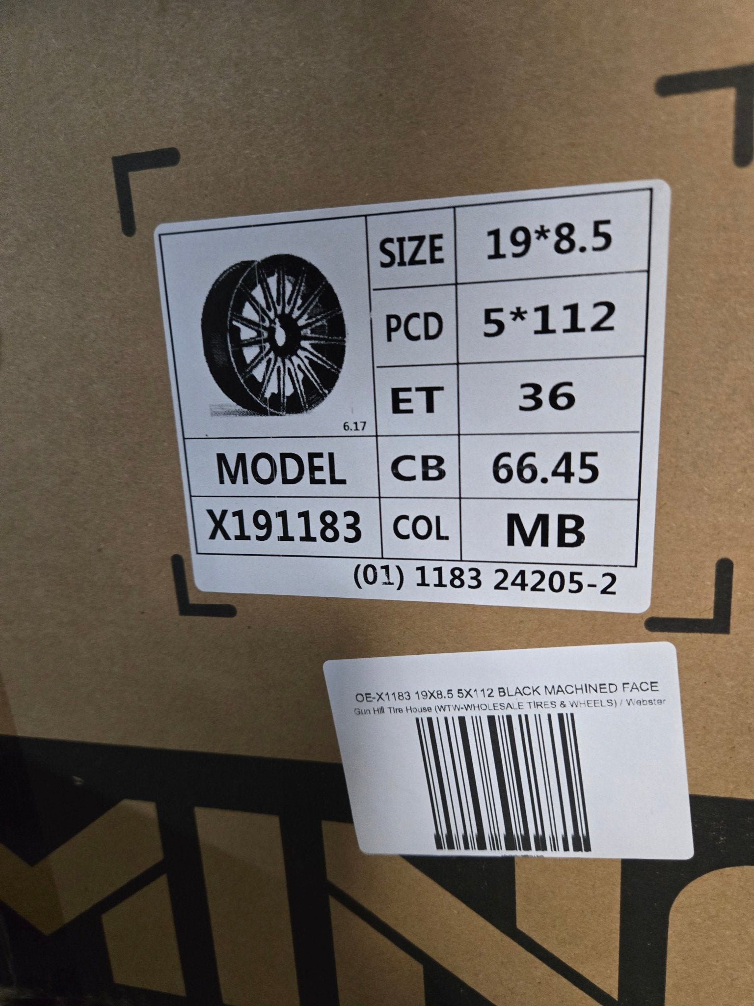OE-X1183 19X8.5 5X112 GLOSS BLACK MACHINED FACE