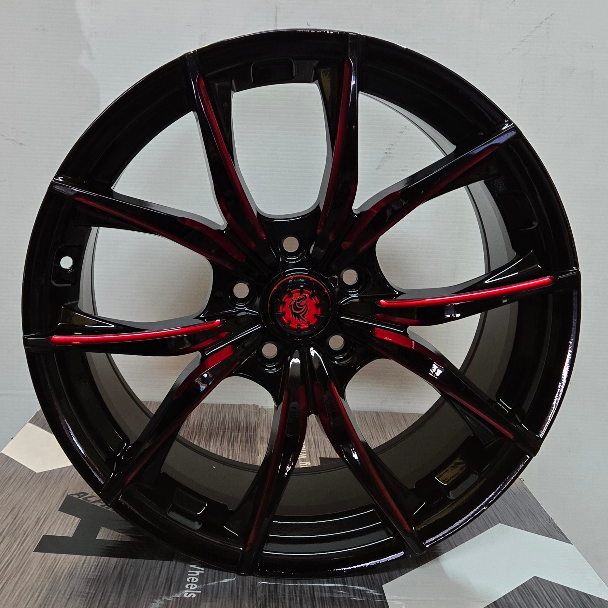 RAPIDASH RD-M109 18X8.0 5X114.3 PIANO BLACK SCARLET RED MILLING FACE