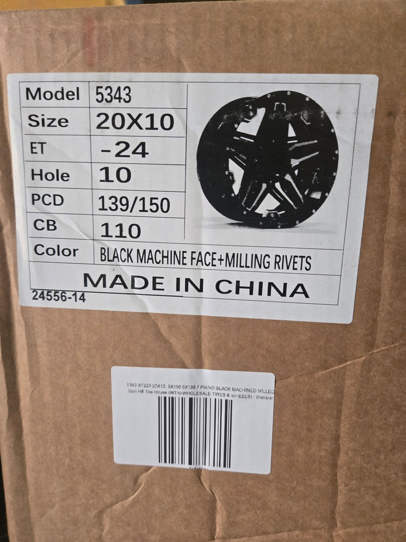 5343 XF223 20x10.5x114.3 / 5x127 PIANO BLACK MACHINED MILLED