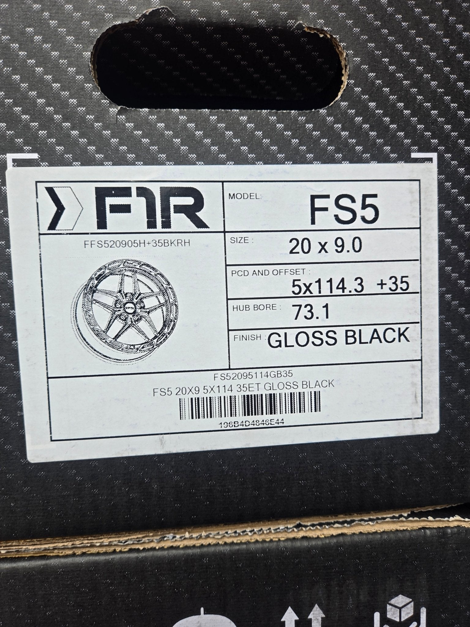 F1R FS5 20X9.0 5X114.3 GLOSS BLACK
