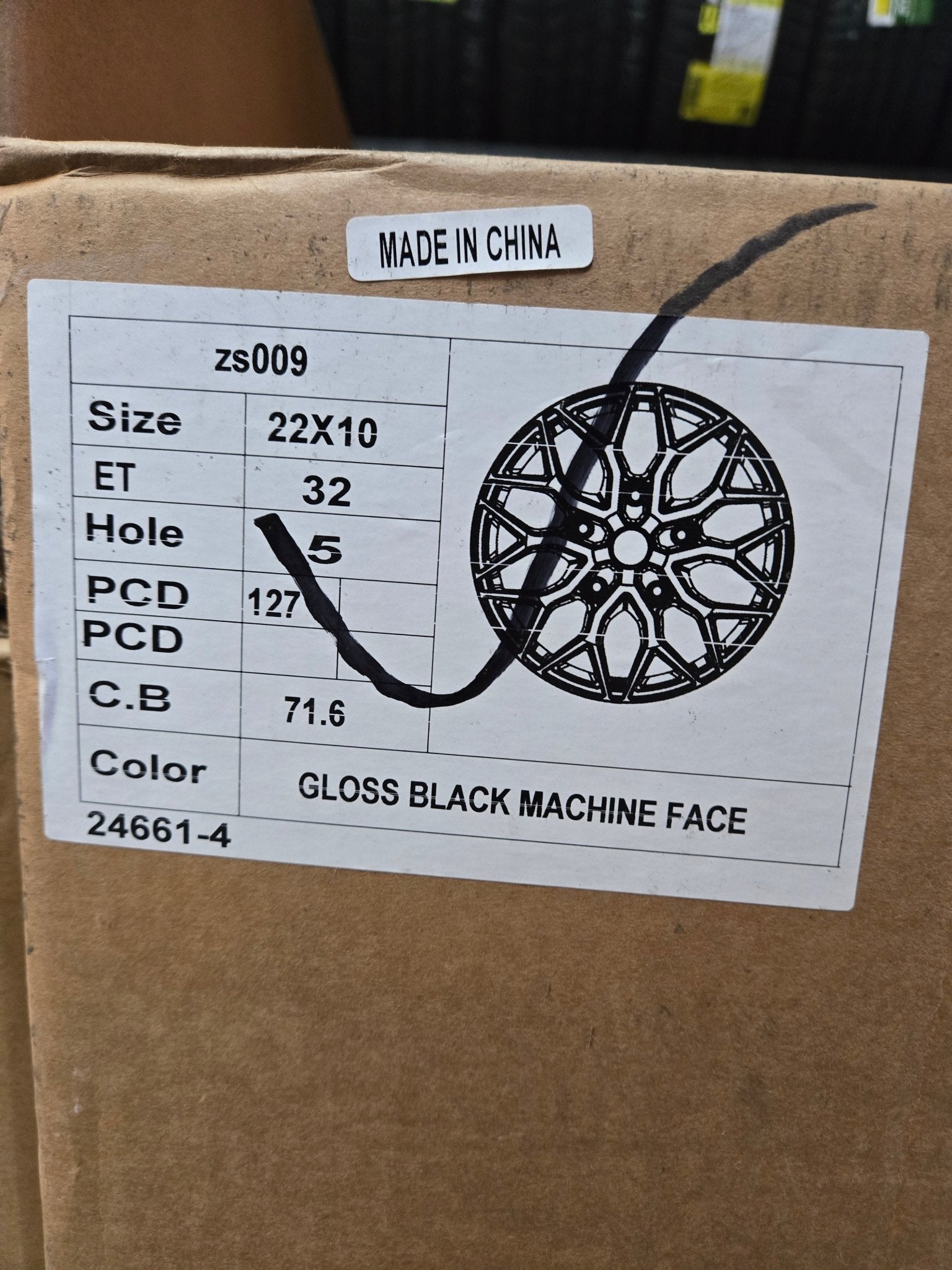 OE-0319 HF-2 REP 22X10 5X127 PIANO BLACK MACHINED FACE