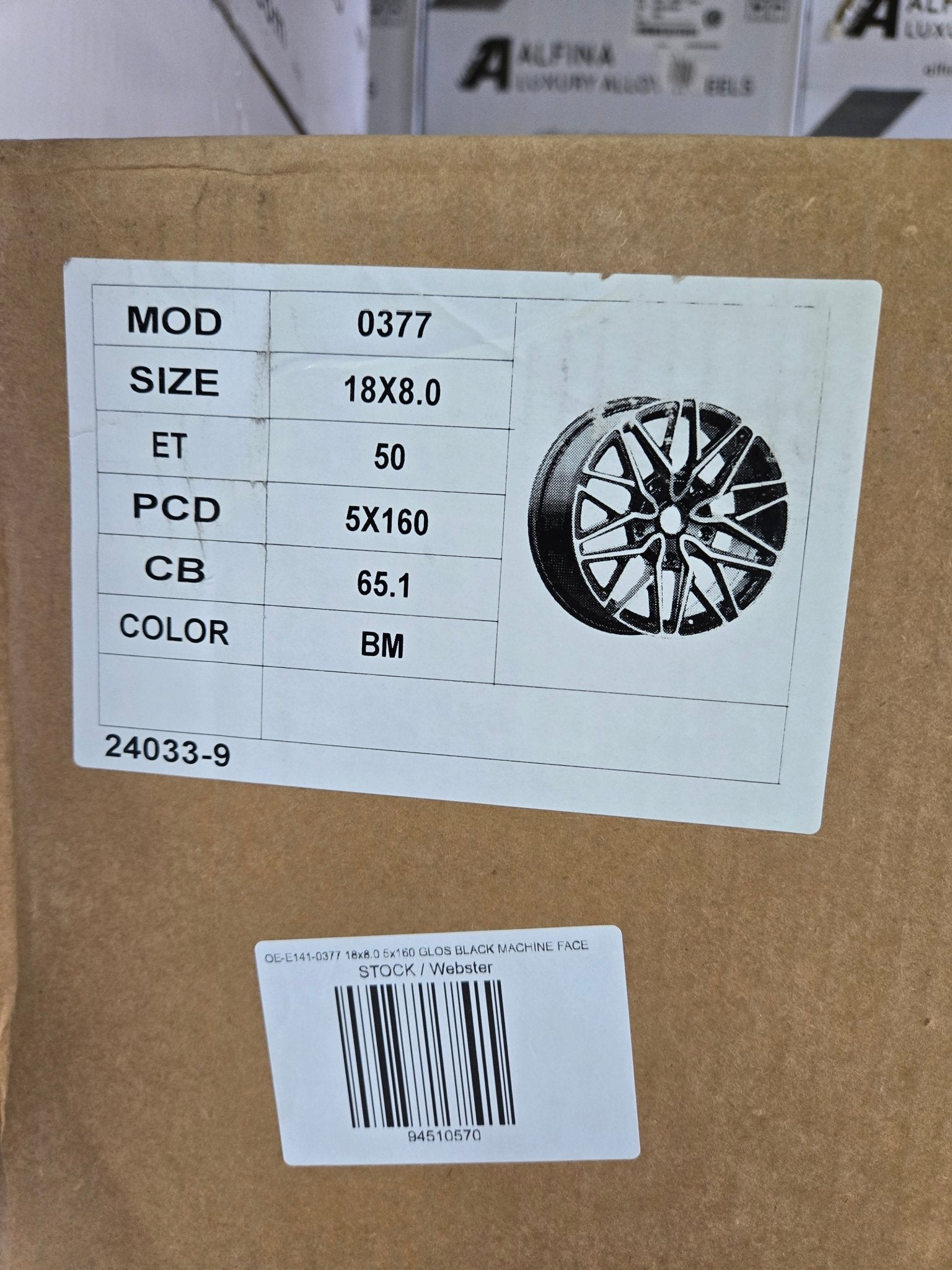OE-E141-0377 18x8.0 5x160 GLOS BLACK MACHINE FACE