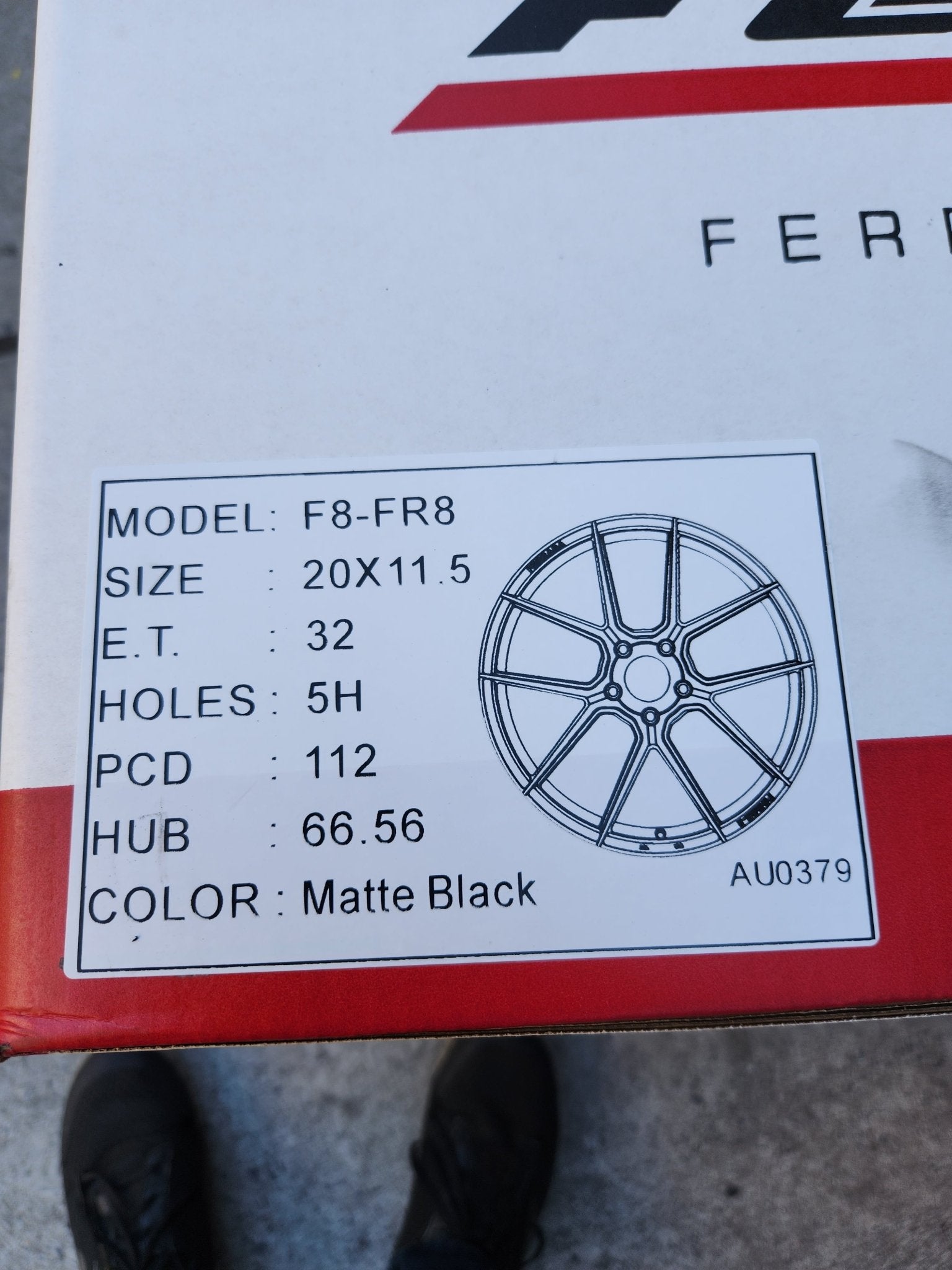 FERRADA FORGE-8 F8-FR8 20x11.5 5x112 ET32 CB 66.6mm MATTE BLACK SUPER DEEP CONCAVITY