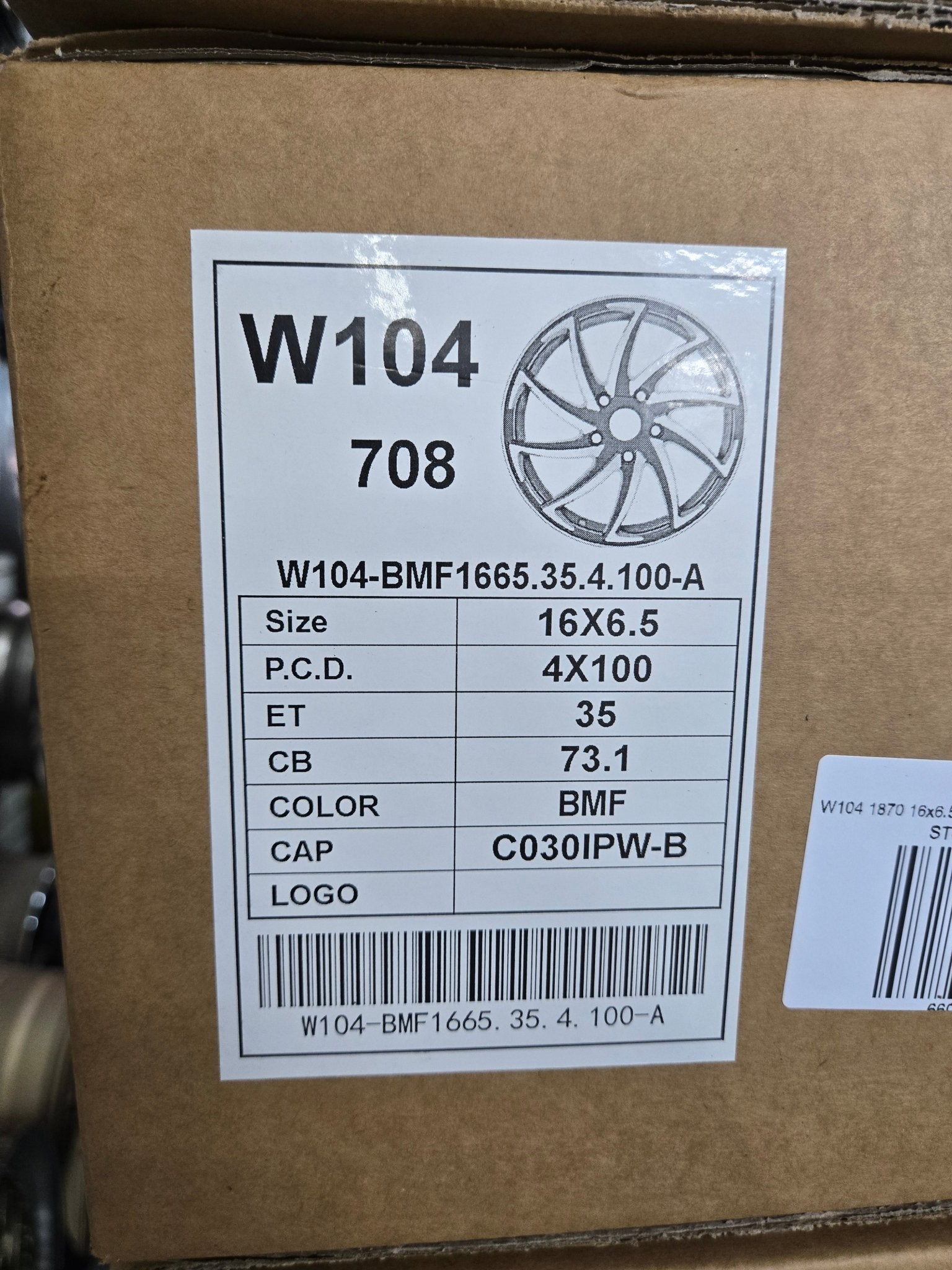 W104 1870 16x6.5 4x100 BLACK MACHINE FACE