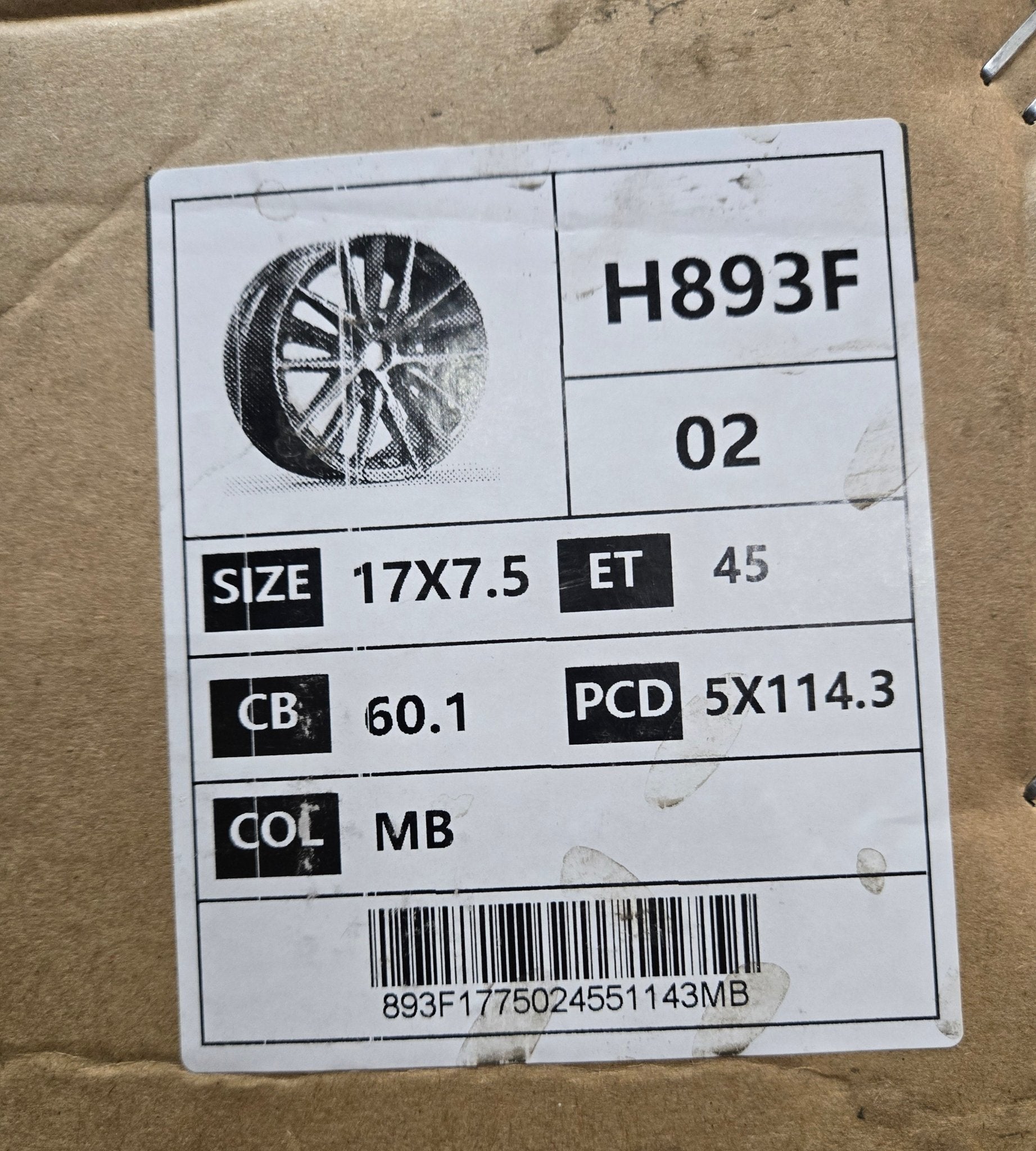 H893F 17X7.5 5X114.3 BLACK MACHINED FACE