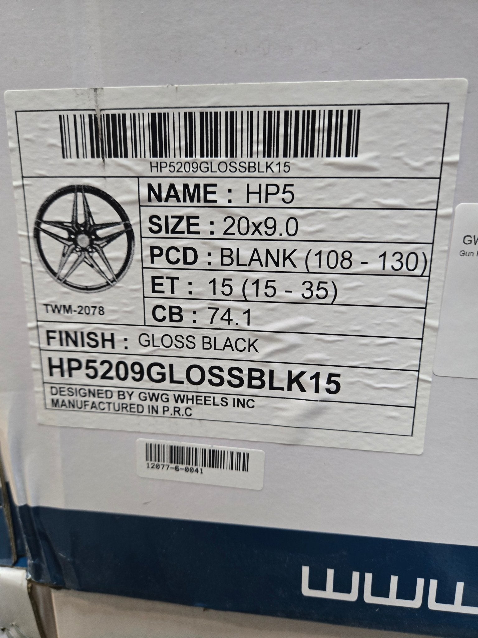 GWG HP5 20X9.0 5x120 GLOSS BLACK