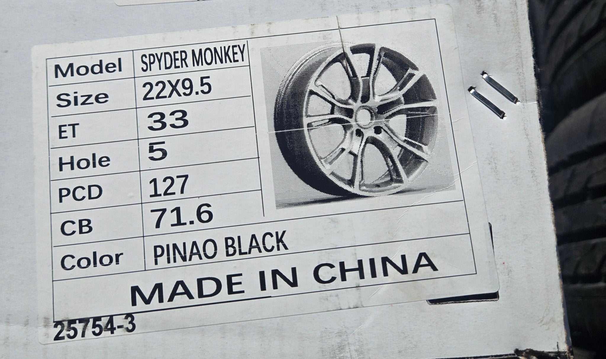 YX122 MONKEY 22x9.5 5x127 GLOSS BLACK