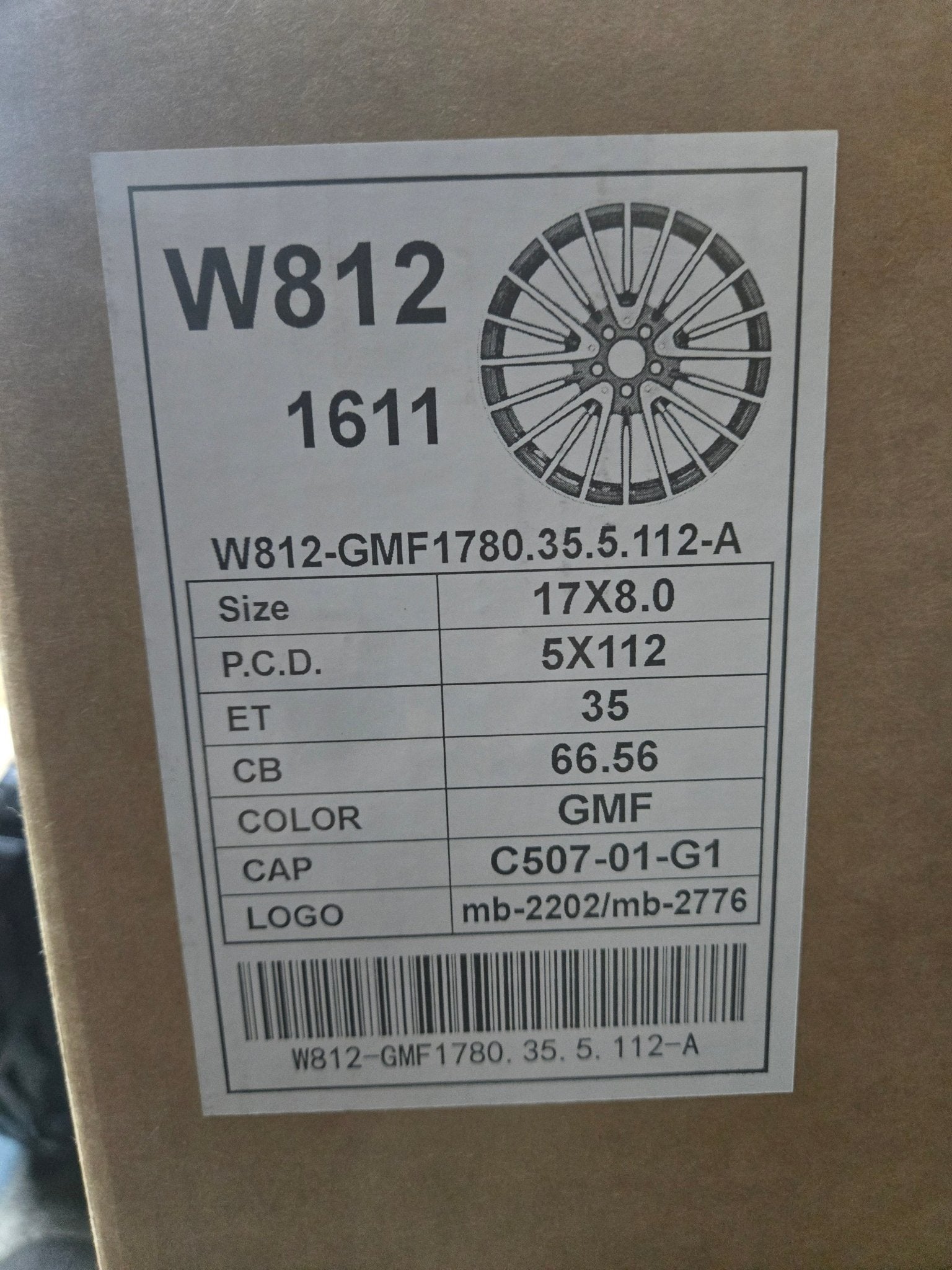 W812 17X7.0 5X112 GUNMETAL MACHINED FACE