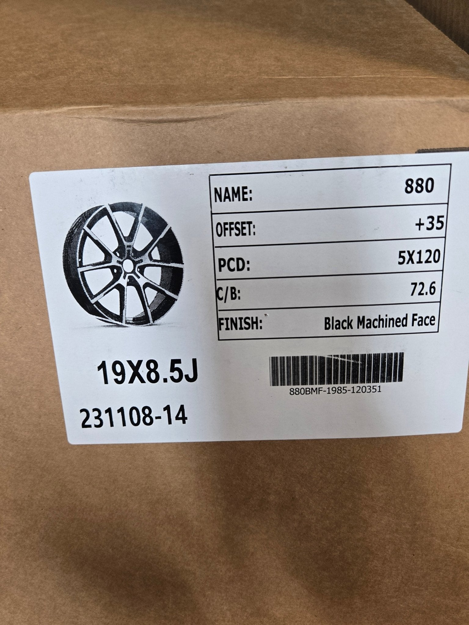 OE-880 728M 19X8.5 5X120 PIANO BLACK MACHINED