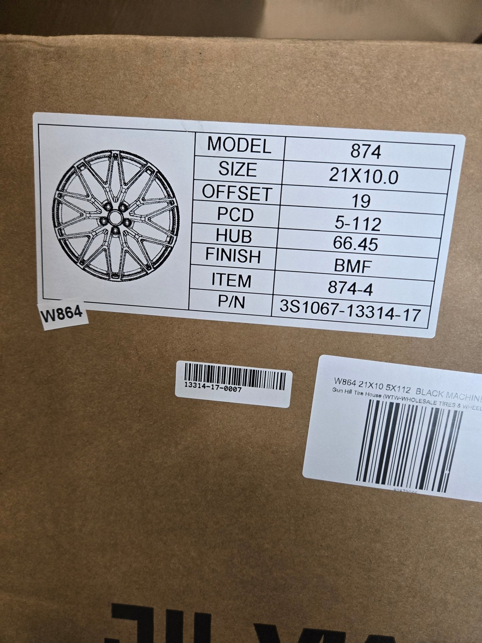 W864 21X10 5X112  BLACK MACHINED FACE